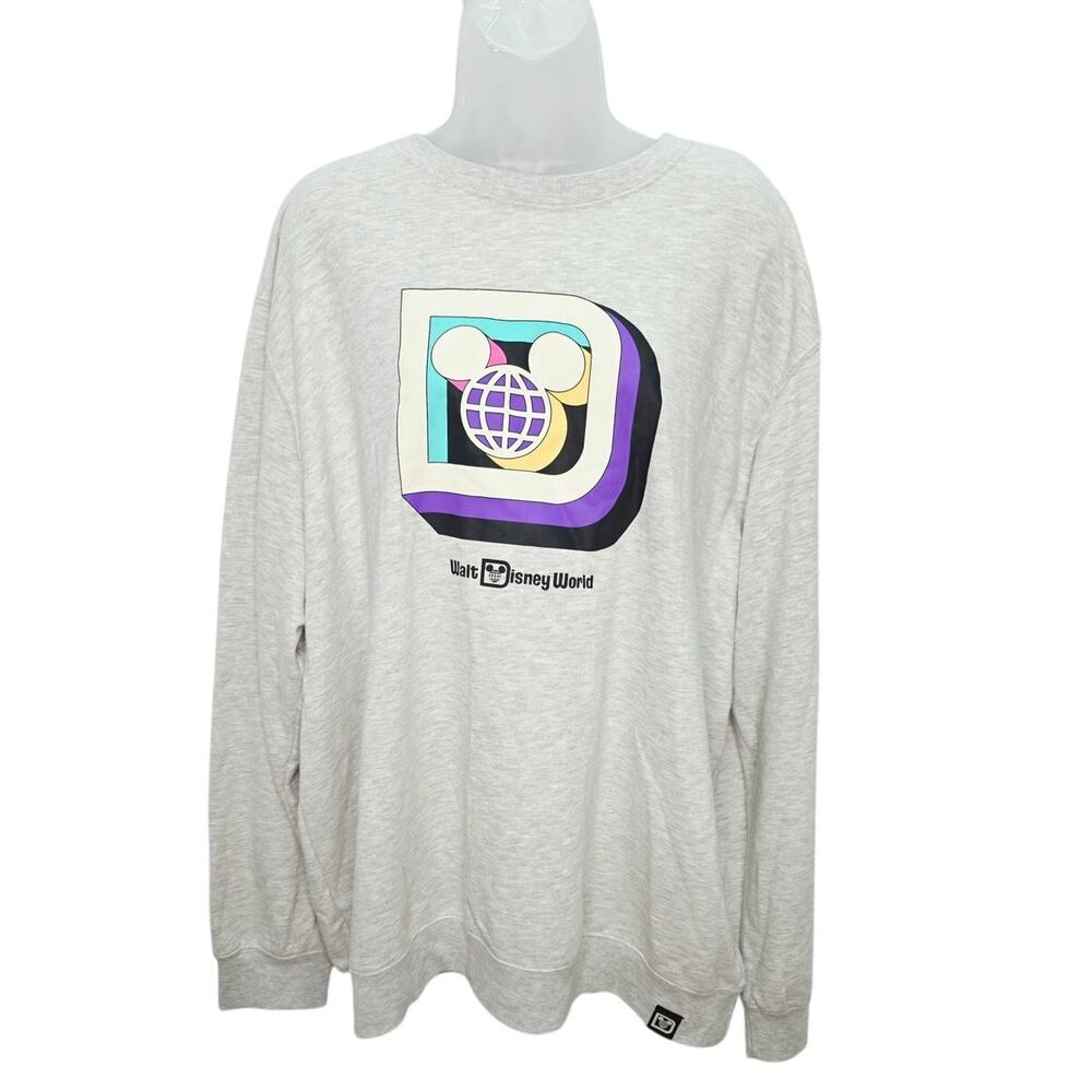 Disney Parks Retro Walt Disney World Mickey Globe Sweatshirt Gray XXL Pullover